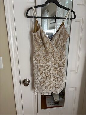 NWT Lulu's White Lace Ruched Slip Dress